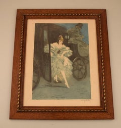 Louis Icart, Etching on Paper, "Arrival", Approx. 1920