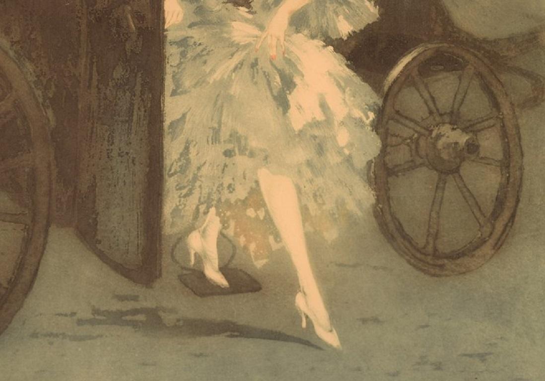 Louis Icart, Radierung auf Papier, „Arrival“, ca. 1920 (Art déco) im Angebot