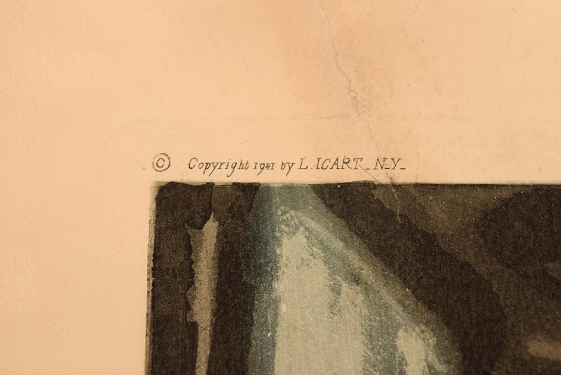 Louis Icart, Radierung auf Papier, „Dpart“, ca. 1920 im Angebot 1