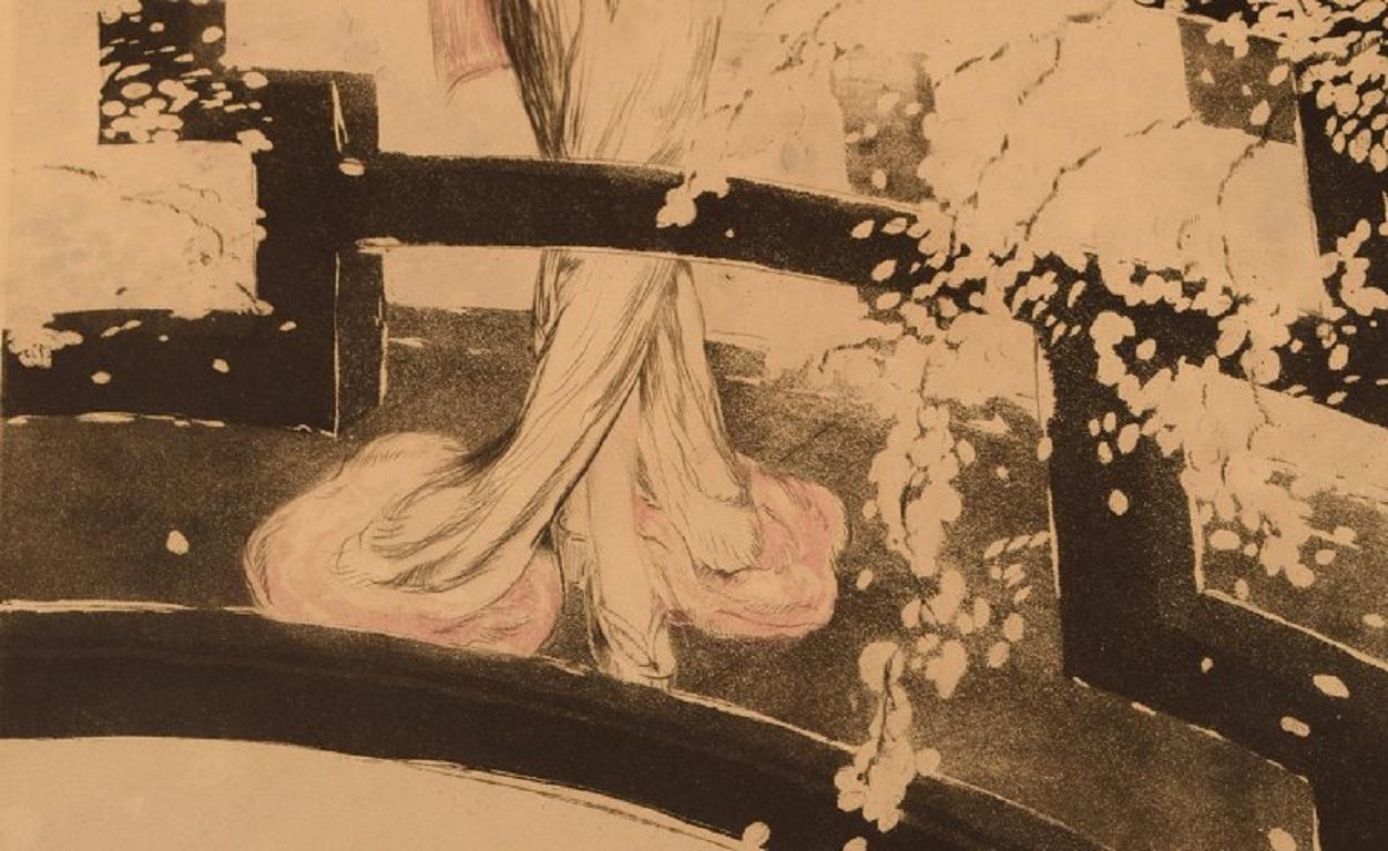 Français Gravure sur papier de Louis Icart, « Madame Butterfly », datée de 1927 en vente