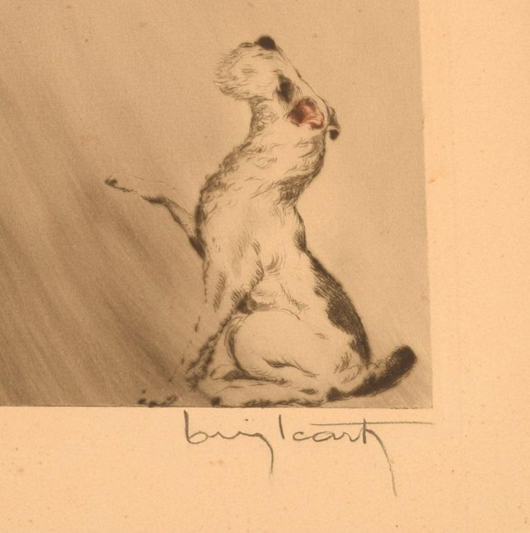 Other Louis Icart Rare Etching on Paper, Woman and Dog, 1930s