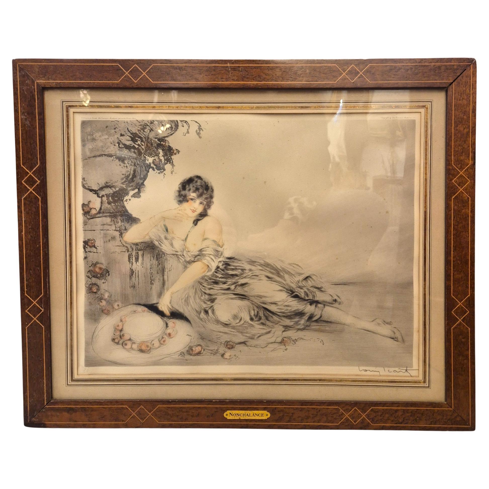 Louis Icart (1888–1950) Woman with Hat, titled “Nonchalance”, aquaprint, 1923