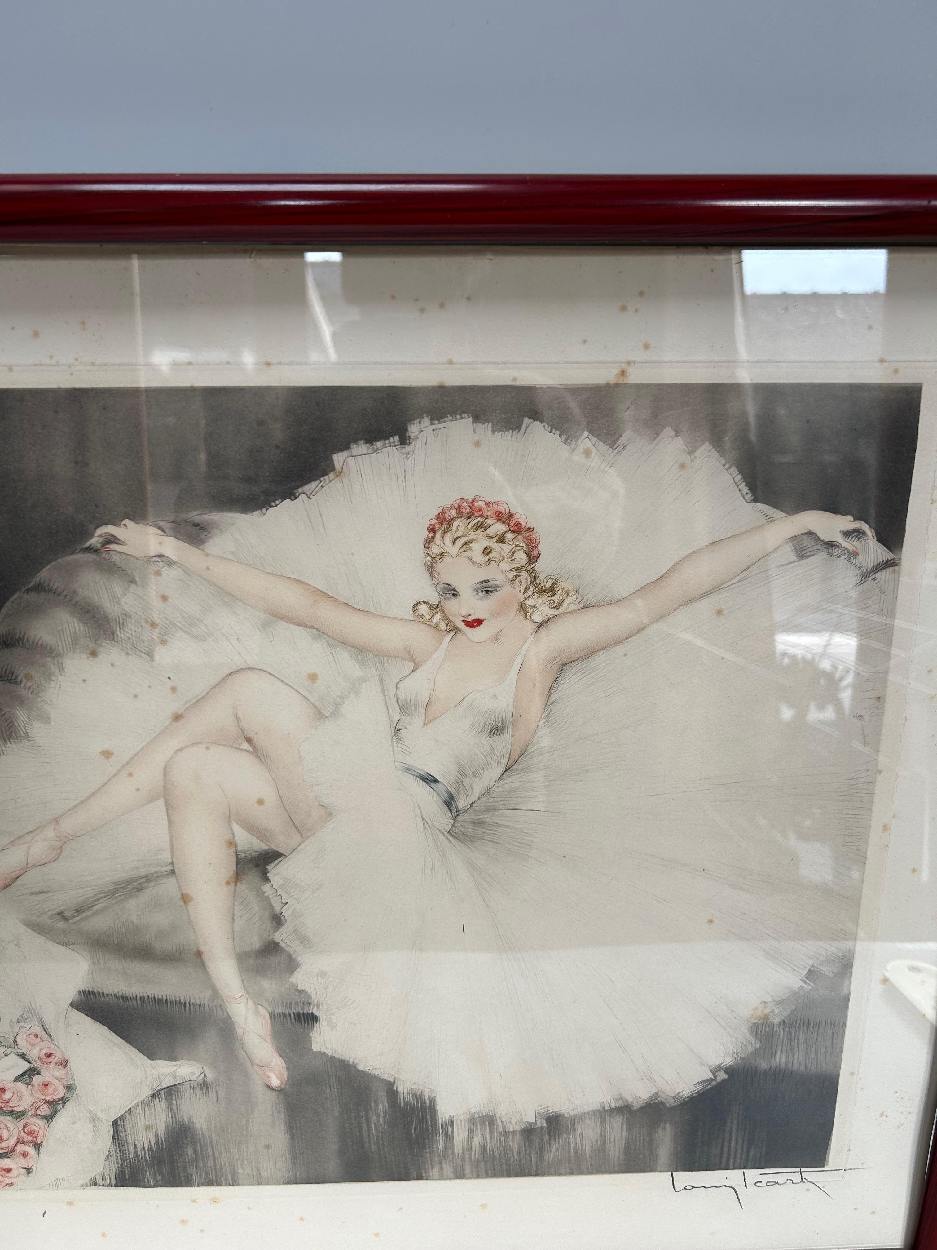 Louis Icart Grabado Art Decó Modelo Bailarina en reposo en venta 4