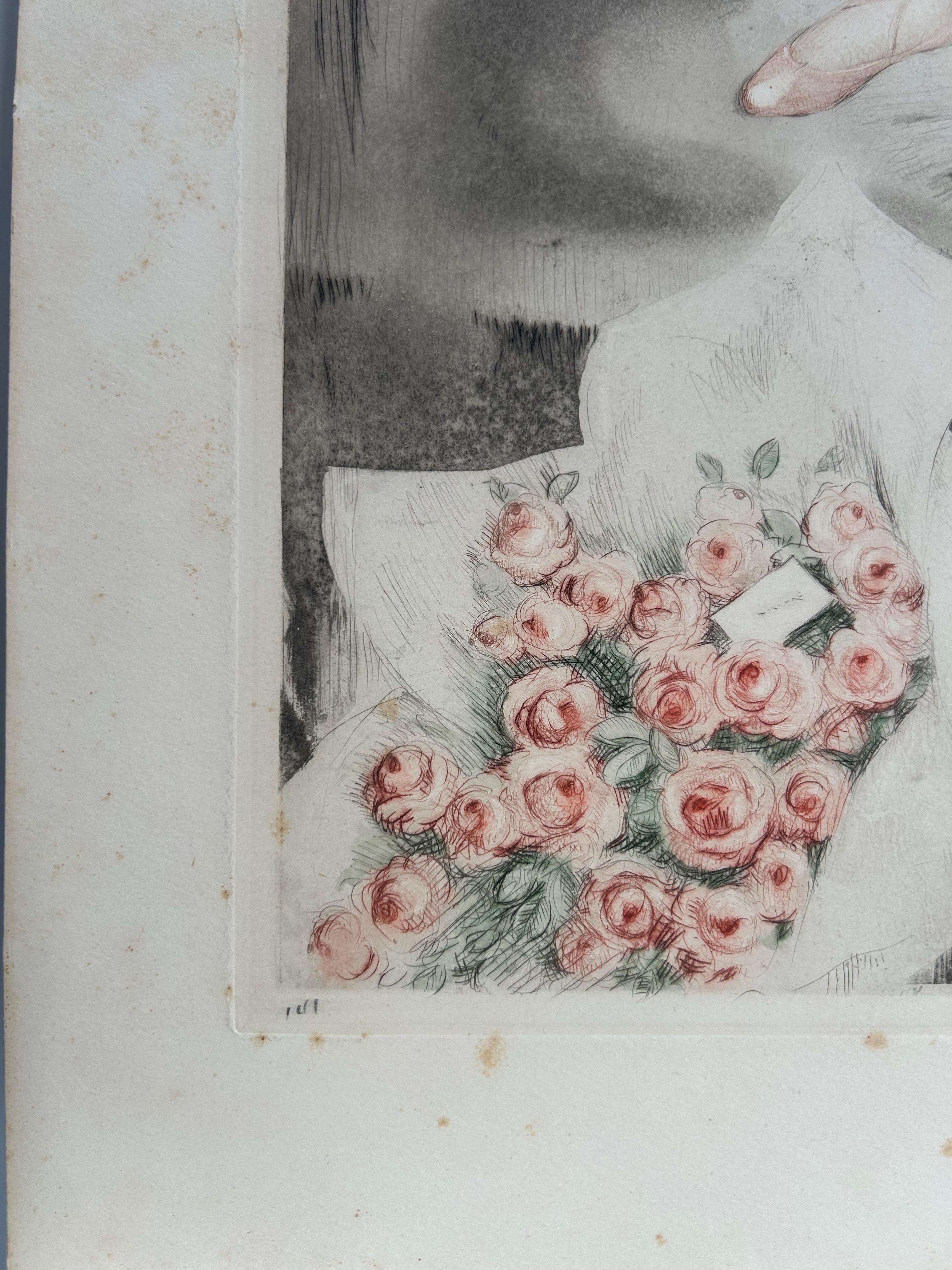 Louis Icart Grabado Art Decó Modelo Bailarina en reposo en Bueno estado para la venta en NANTES, FR