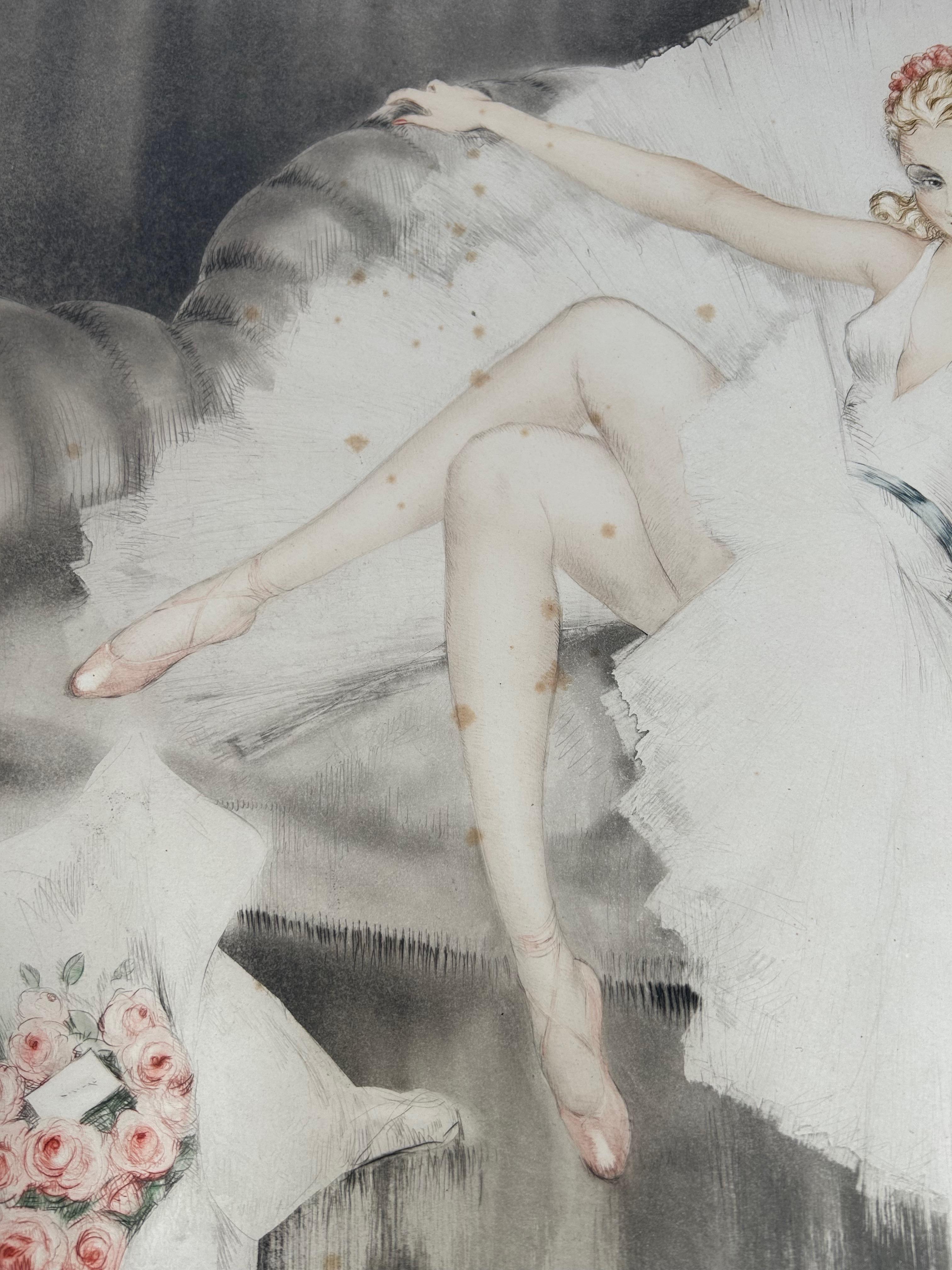 Louis Icart Grabado Art Decó Modelo Bailarina en reposo Papel en venta