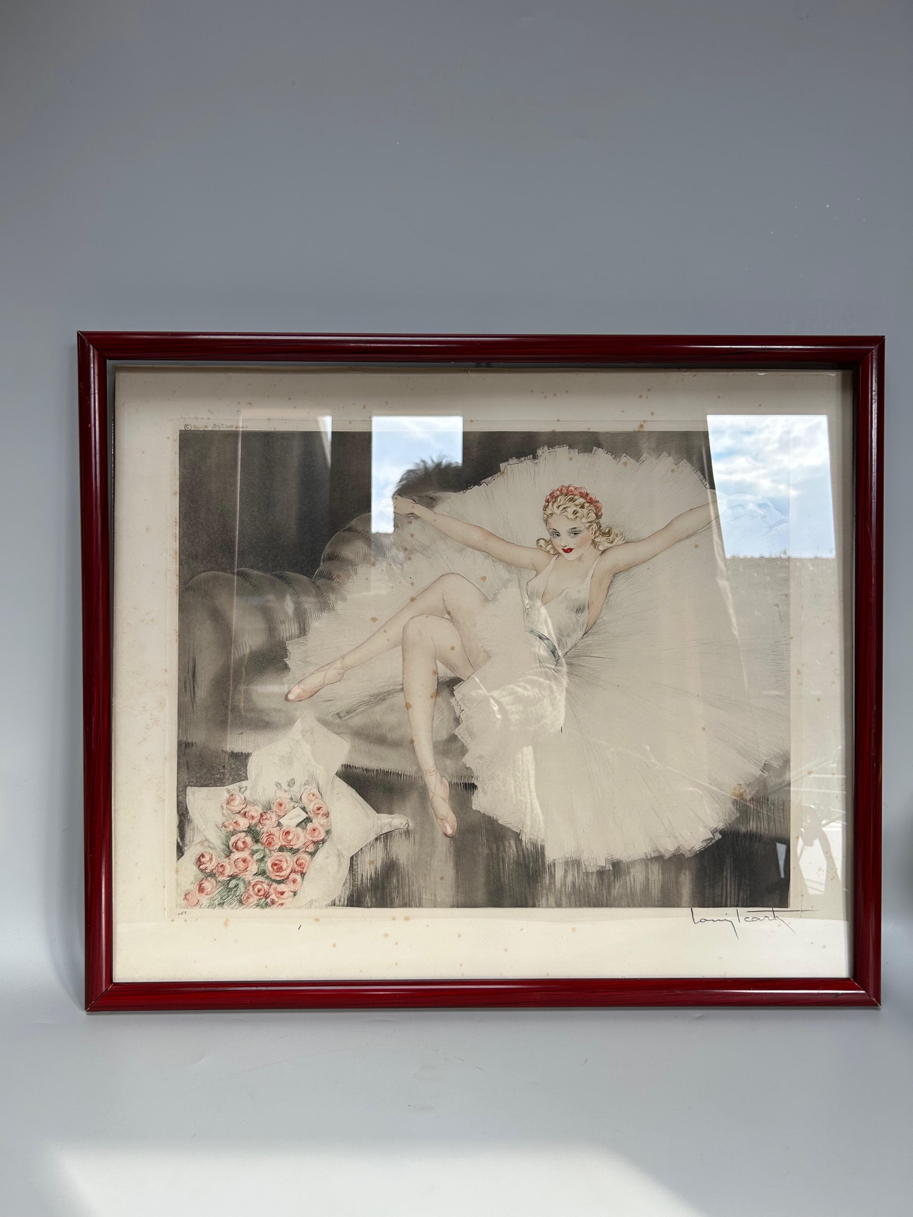 Louis Icart Grabado Art Decó Modelo Bailarina en reposo en venta 2