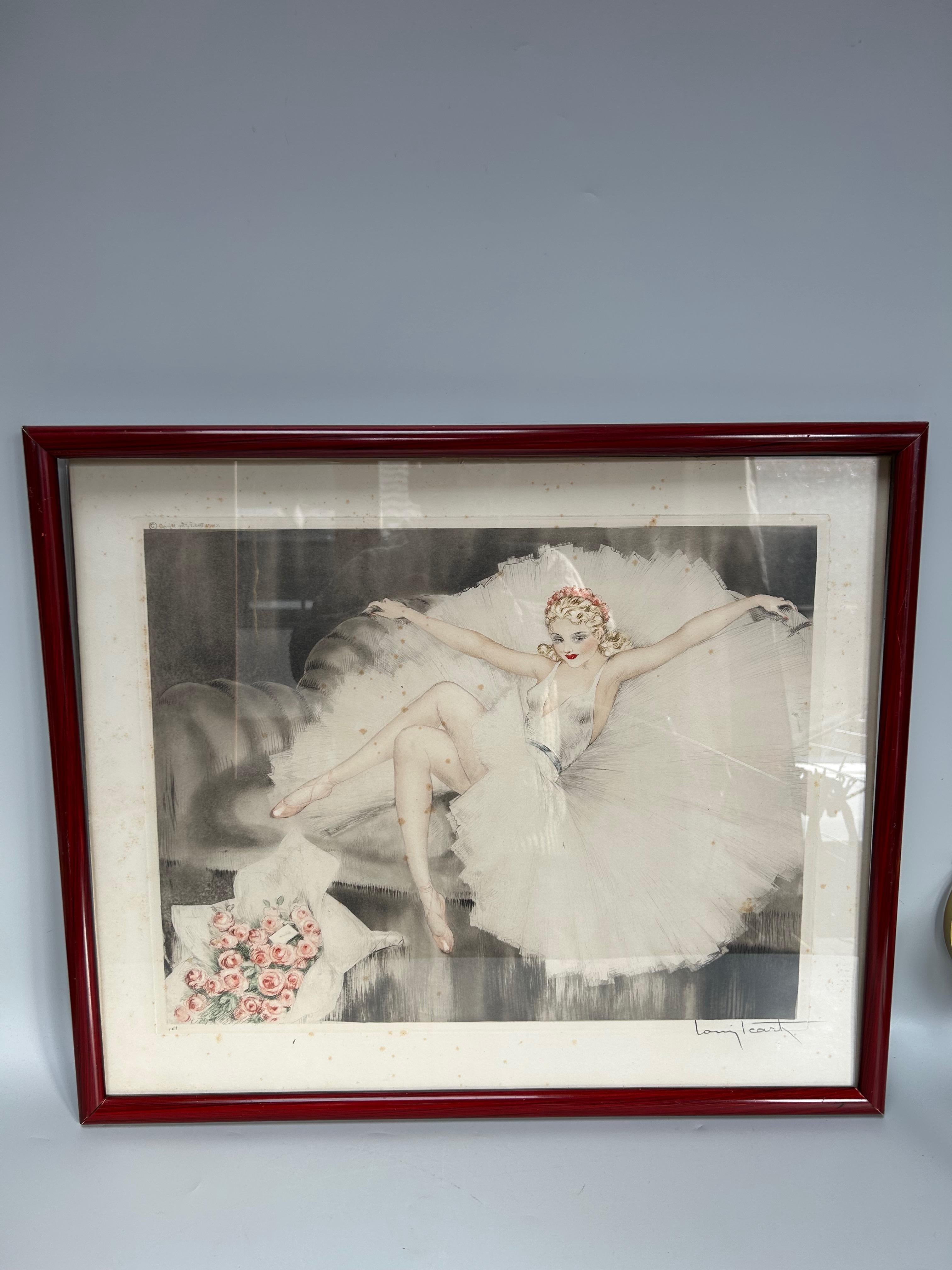 Louis Icart Grabado Art Decó Modelo Bailarina en reposo en venta 3