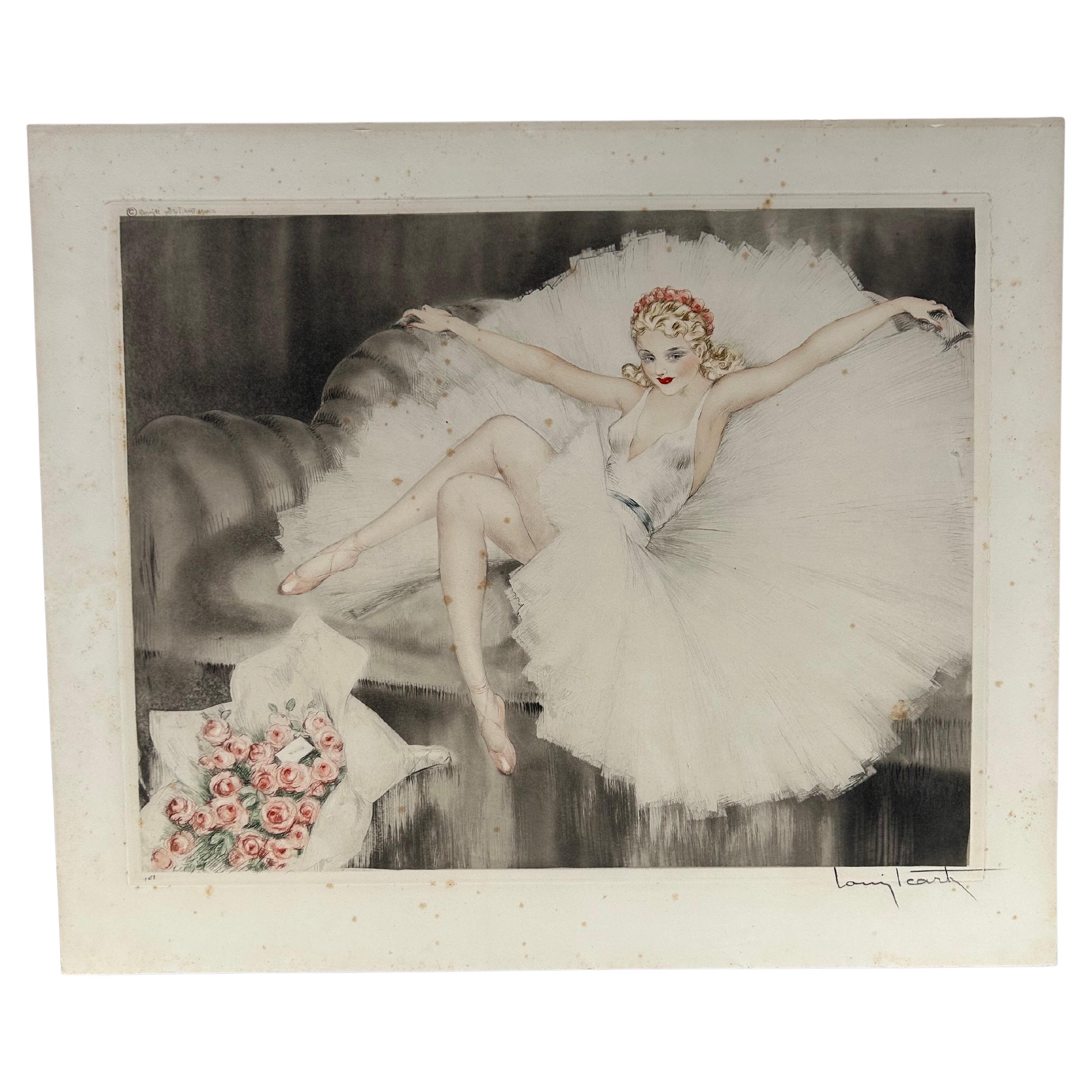 Louis Icart Art Deco Engraving Ballerina At Rest Model