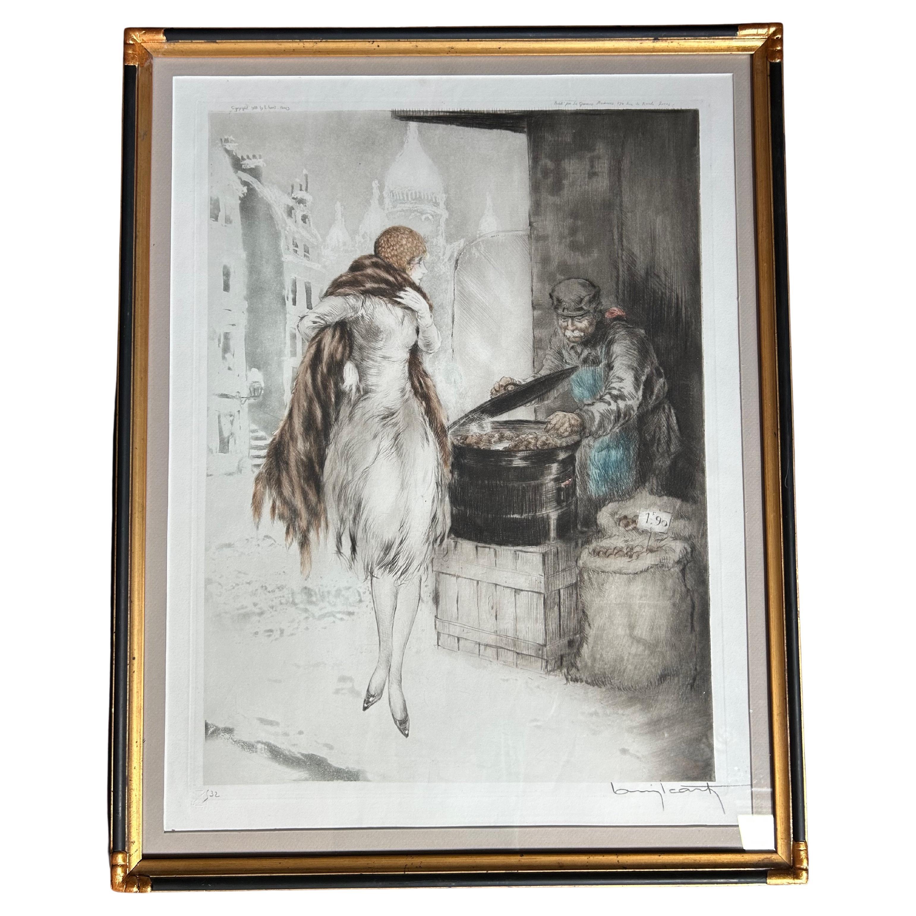 Louis Icart Art Deco Engraving Chestnut Merchant