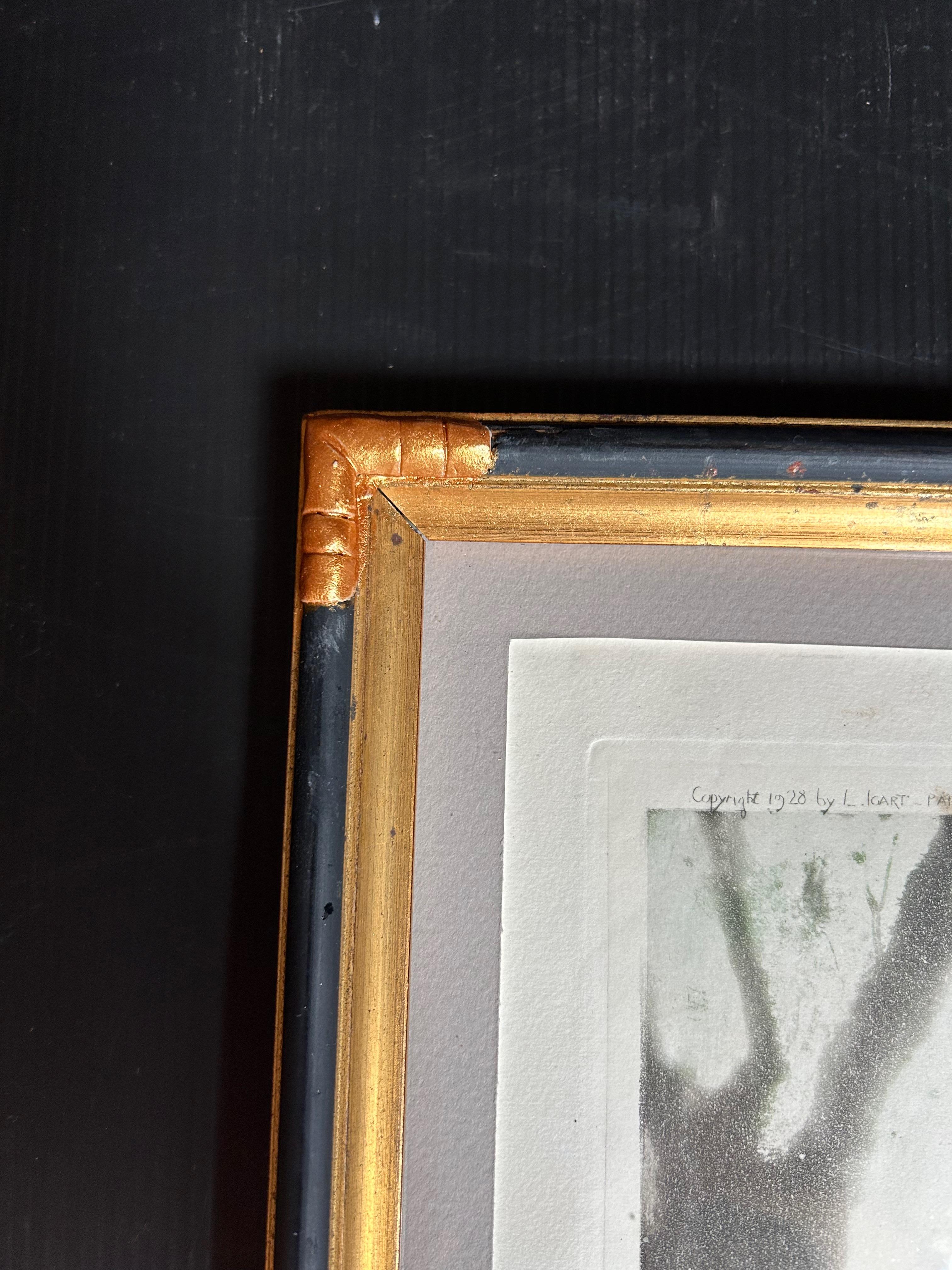 Carta Louis Icart, venditore di fiori con incisione in stile Art Déco in vendita