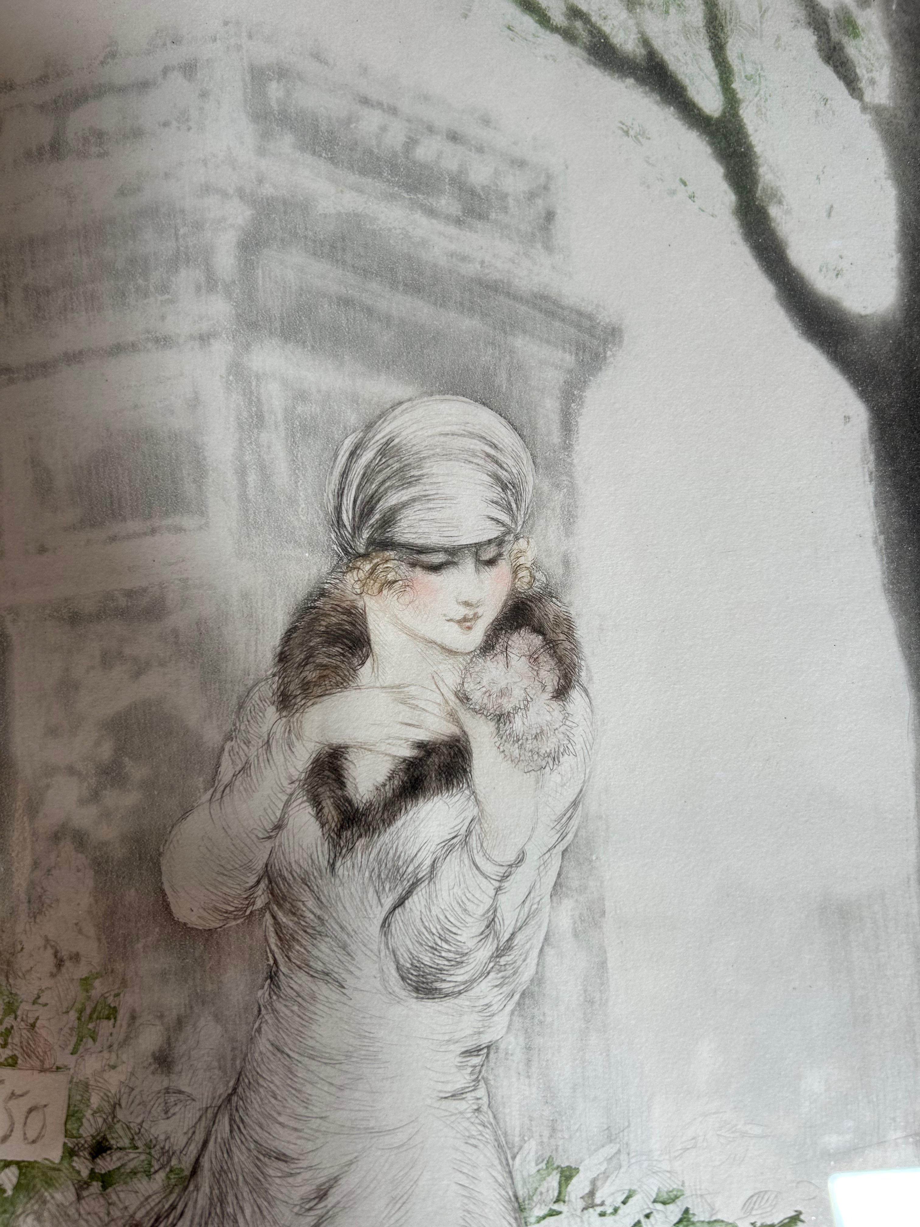 Louis Icart, venditore di fiori con incisione in stile Art Déco in vendita 2
