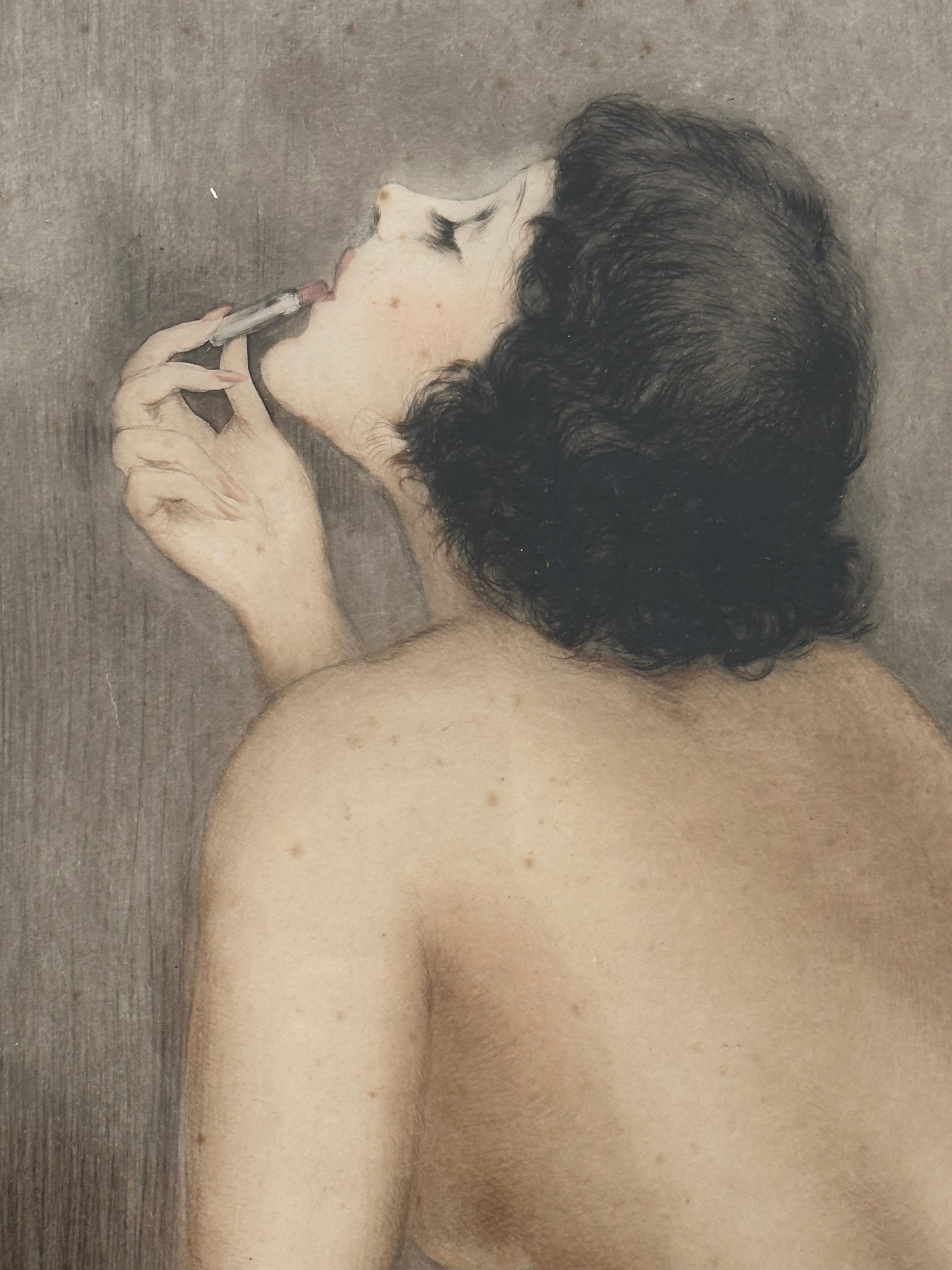 LOUIS ICART Art-déco-Radierung „Modern Eve“, Art déco, signiert und datiert 1933 im Zustand „Gut“ im Angebot in leucate, FR