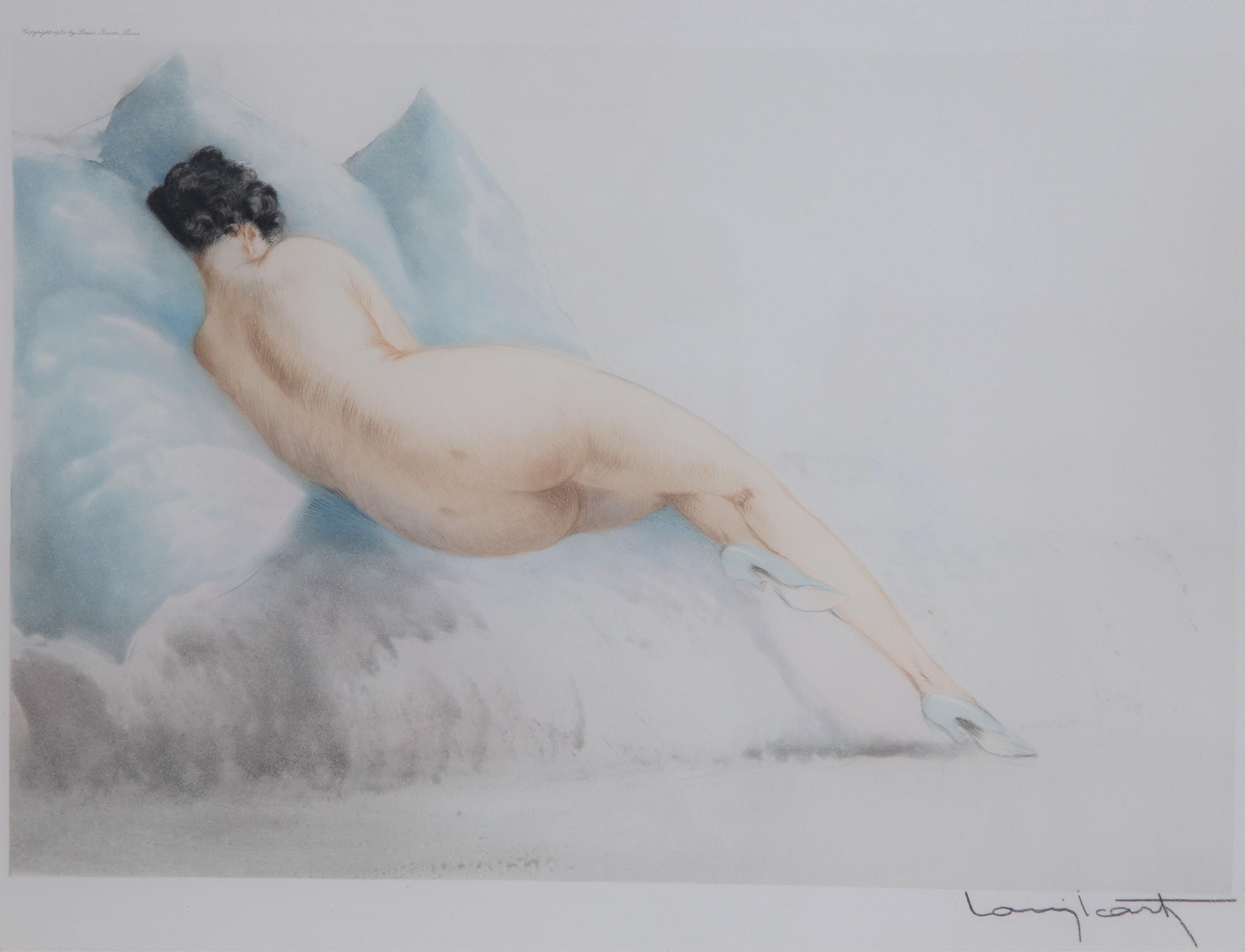 Offered is a 1930, Louis Icart etching “Boudeuse”, 1930. The Etching is on paper depicts a nude woman reclining. The work is Pencil Signed and with raised stamped.