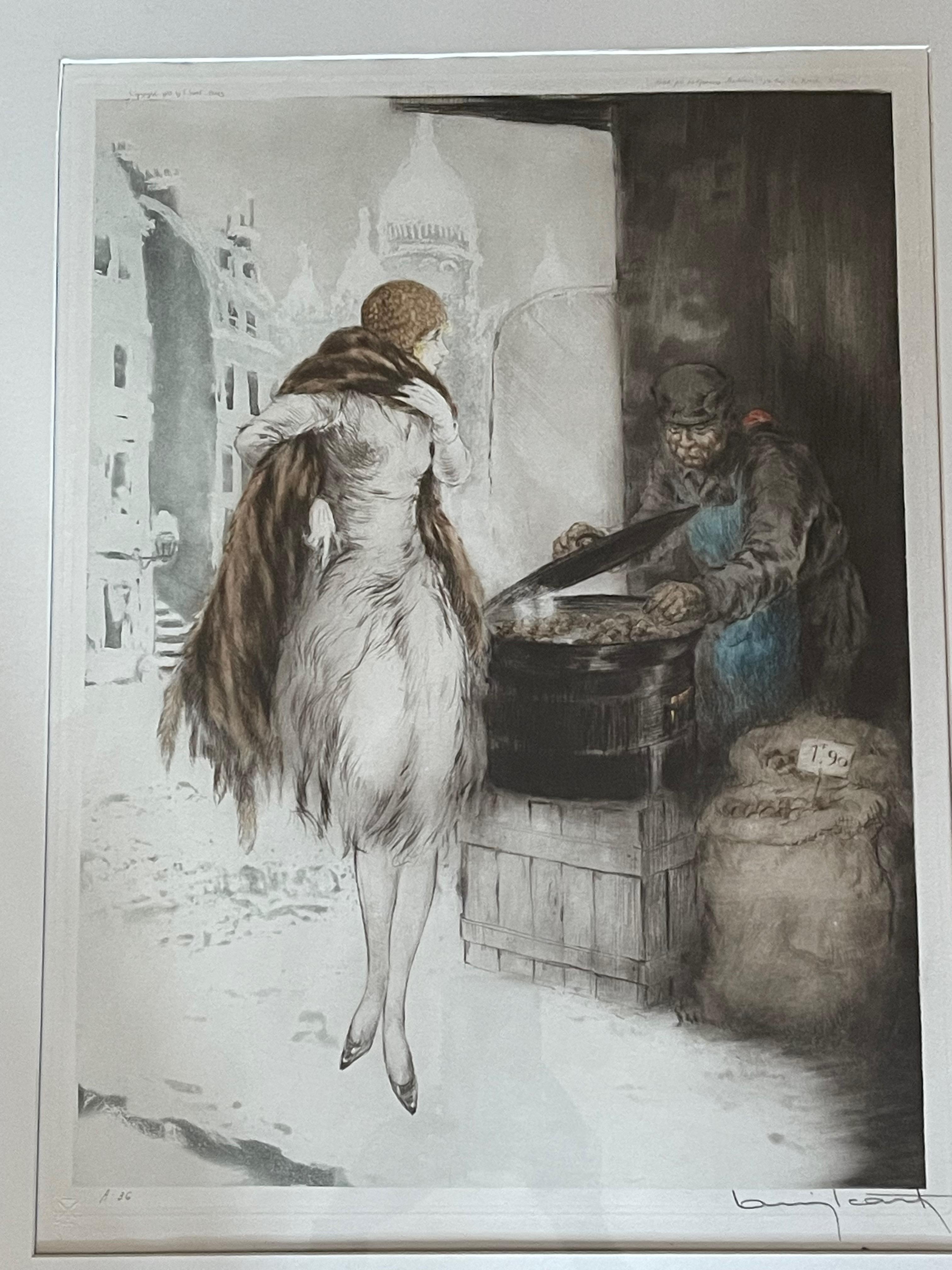 French Louis Icart Chestnut Vendor, 1928