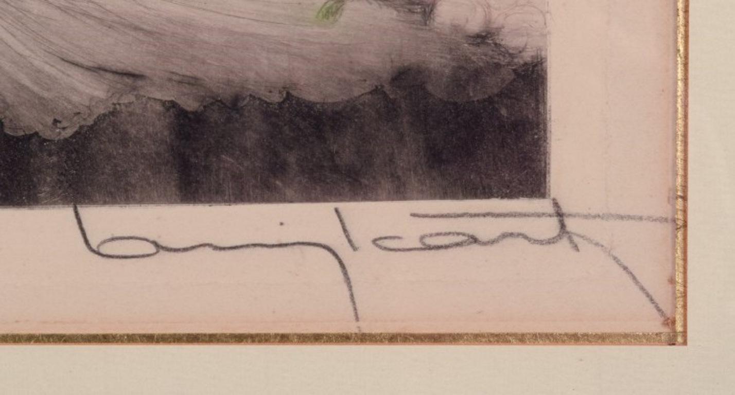 Louis Icart. Lithographie en couleur sur papier japonais. Femme élégante dans une église en vente 2