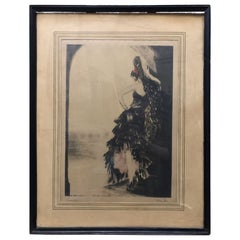 Acquaforte colorata "Siviglia" di Louis Icart in cornice originale