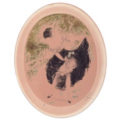 Louis Icart (1888-1950). Radierung auf Papier. Seminude Frau pflückt Äpfel.