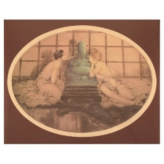 Louis Icart, Etching on Paper, Women and Buddha, 1930s