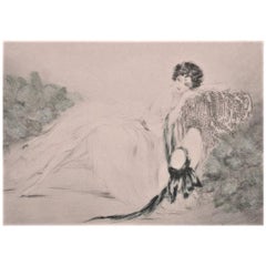 Louis Icart, Etching on Paper, Young Woman, circa 1920