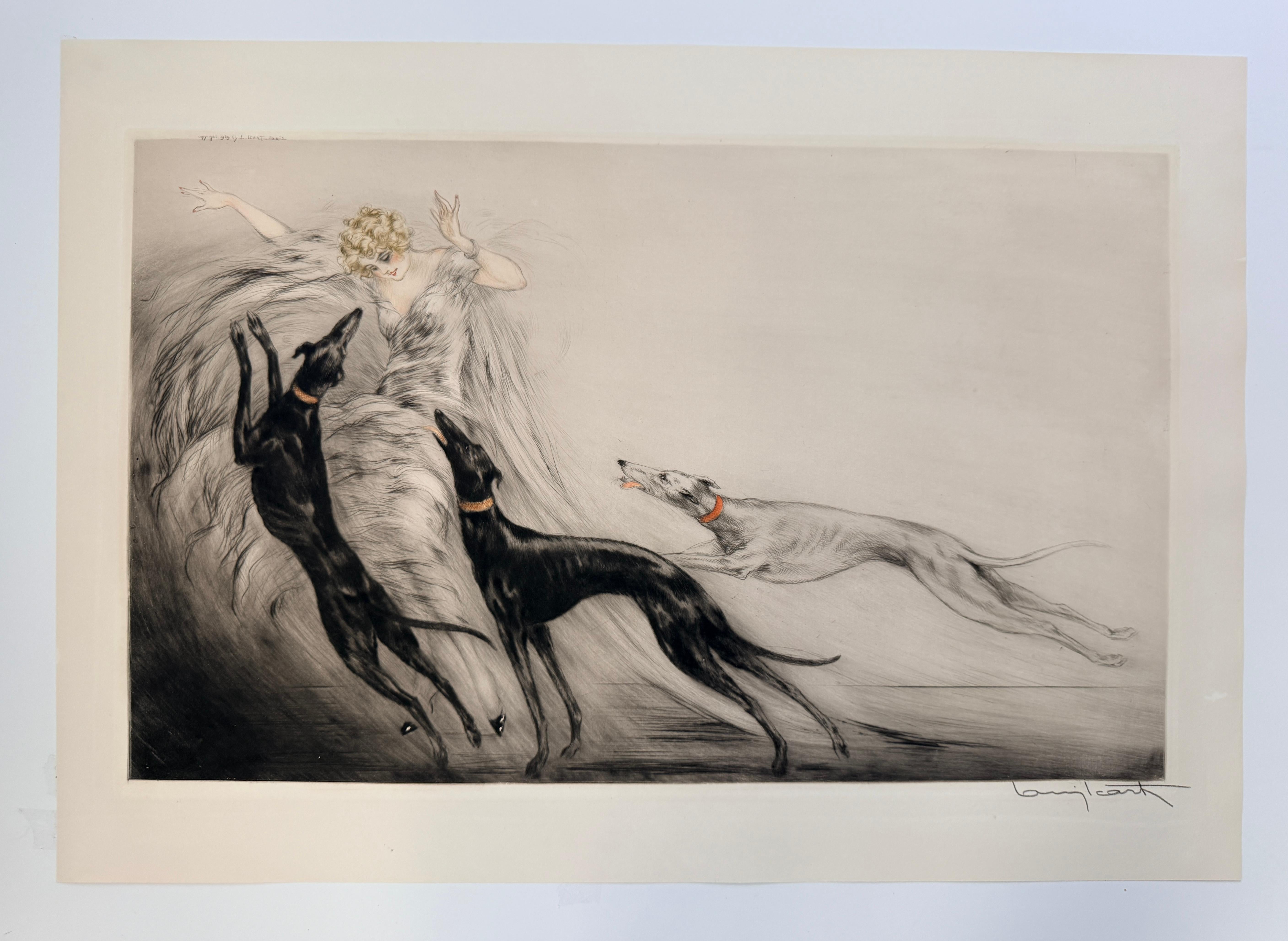 Louis Icart - "Coursing II" 1929 Hand-colored Etching