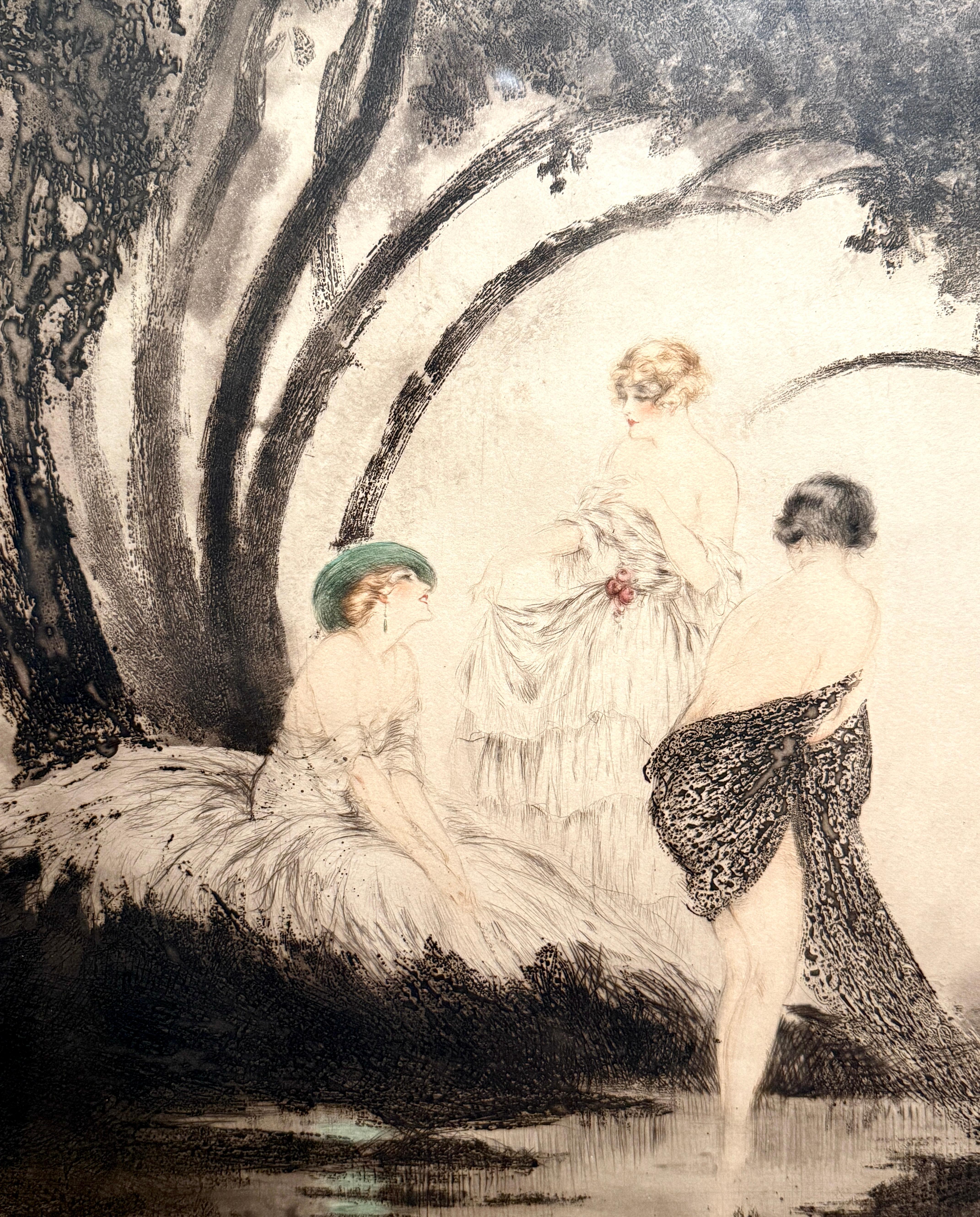 Louis Icart Original-Radierung Badende (Badende), 1926 L'Estampe Moderne (Art déco) im Angebot