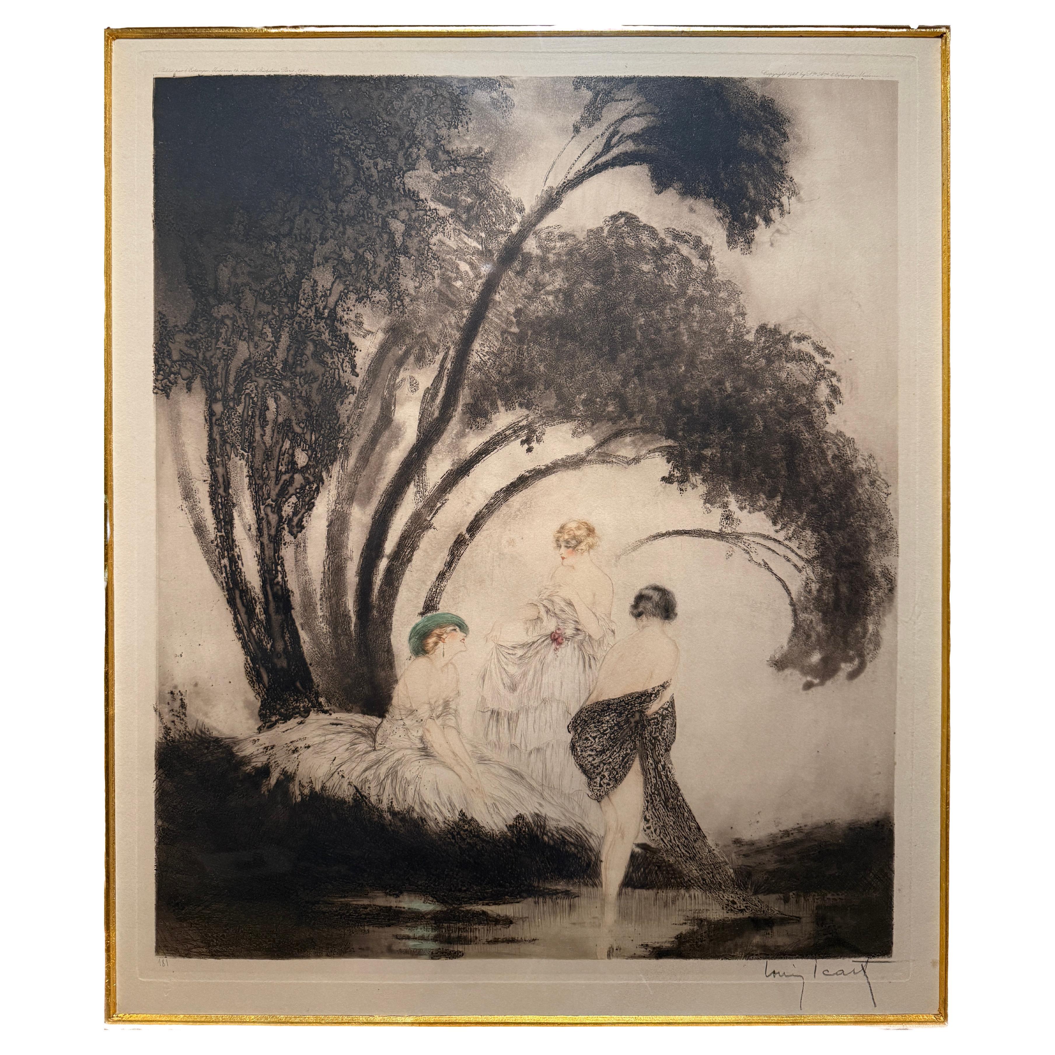 Louis Icart Original-Radierung Badende (Badende), 1926 L
Estampe Moderne