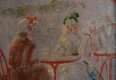 "Café place Blanche", 20th Century Oil on Canvas by French Artist Louis Icart