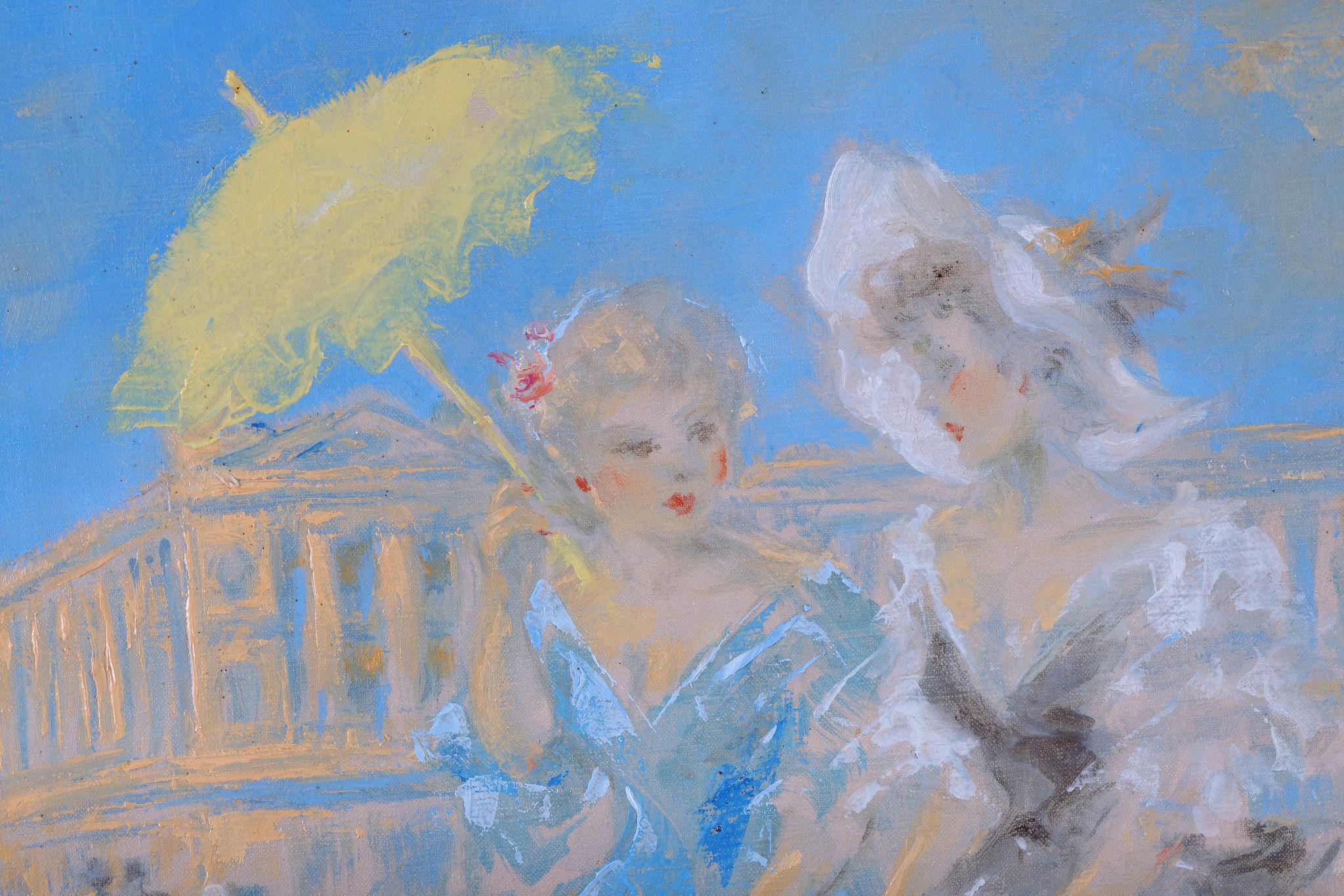 « Place De La Concorde, Paris », peinture à l'huile ancienne sur toile en vente 2