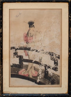 1927 Aguafuerte Art Déco de una Geisha por Louis Icart