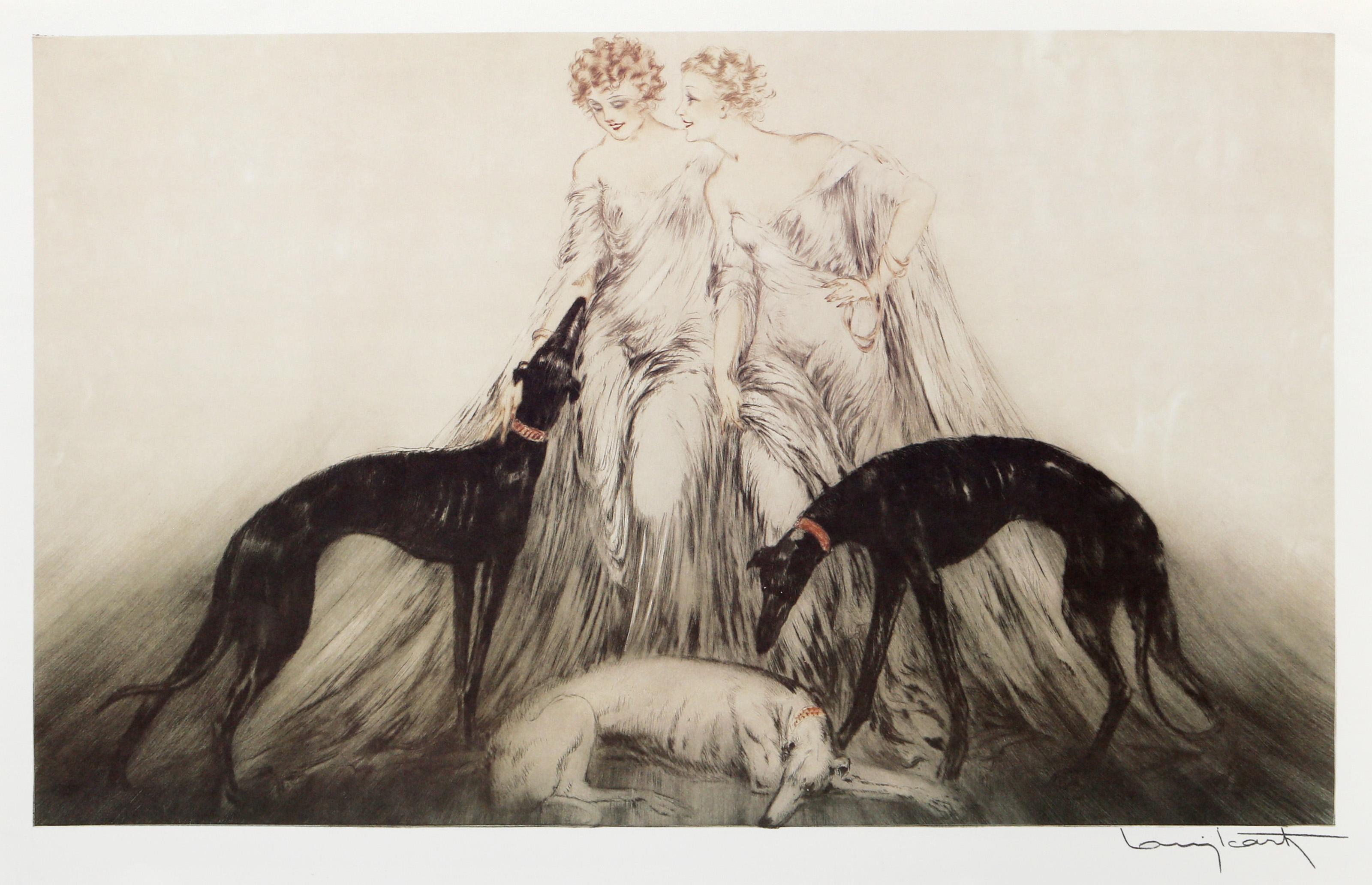 Coursing 3, Litografía offset Art Nouveau según Louis Icart