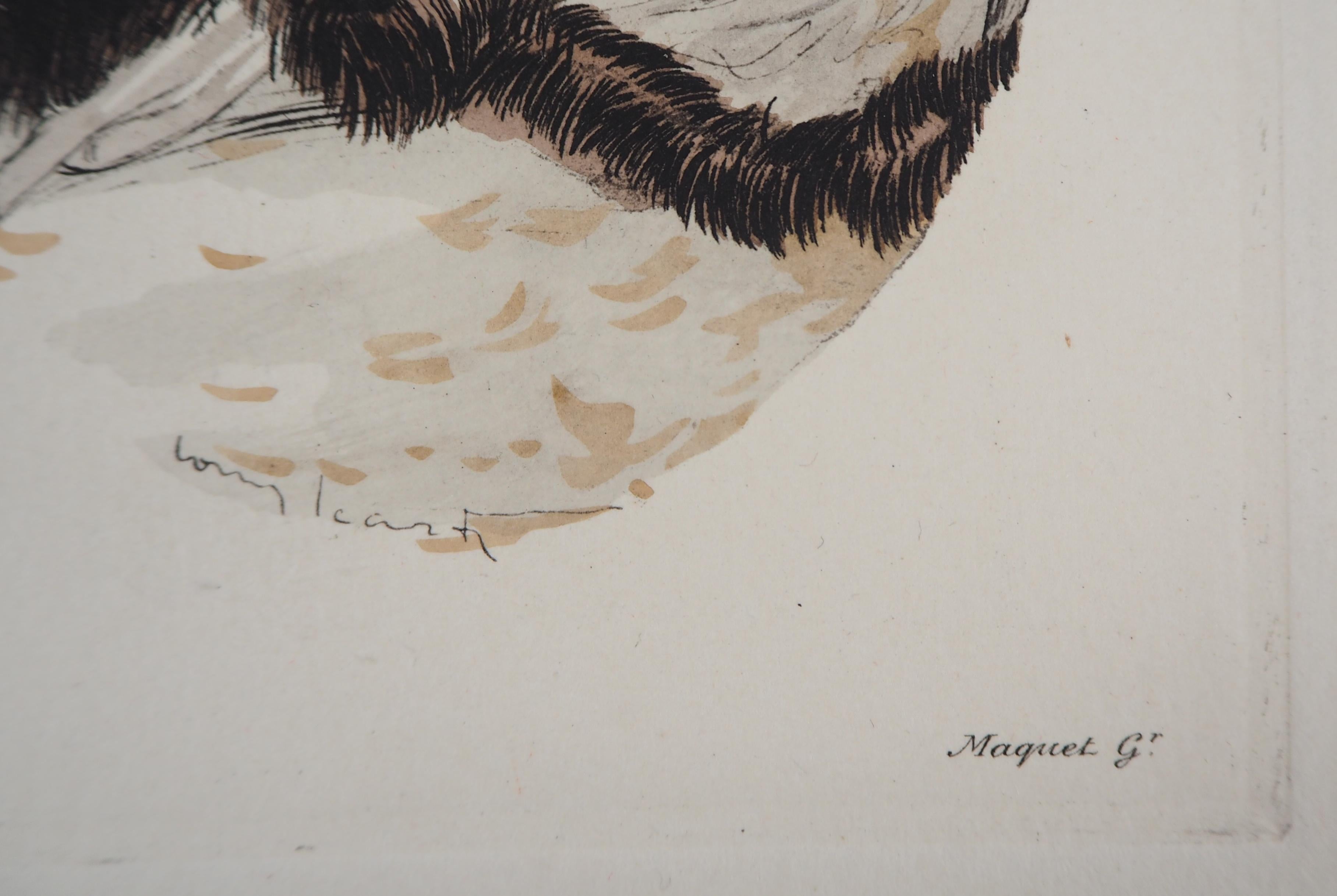 Dreaming Girl - Original etching - Modern Print by Louis Icart