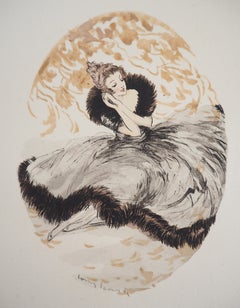Antique Dreaming Girl - Original etching