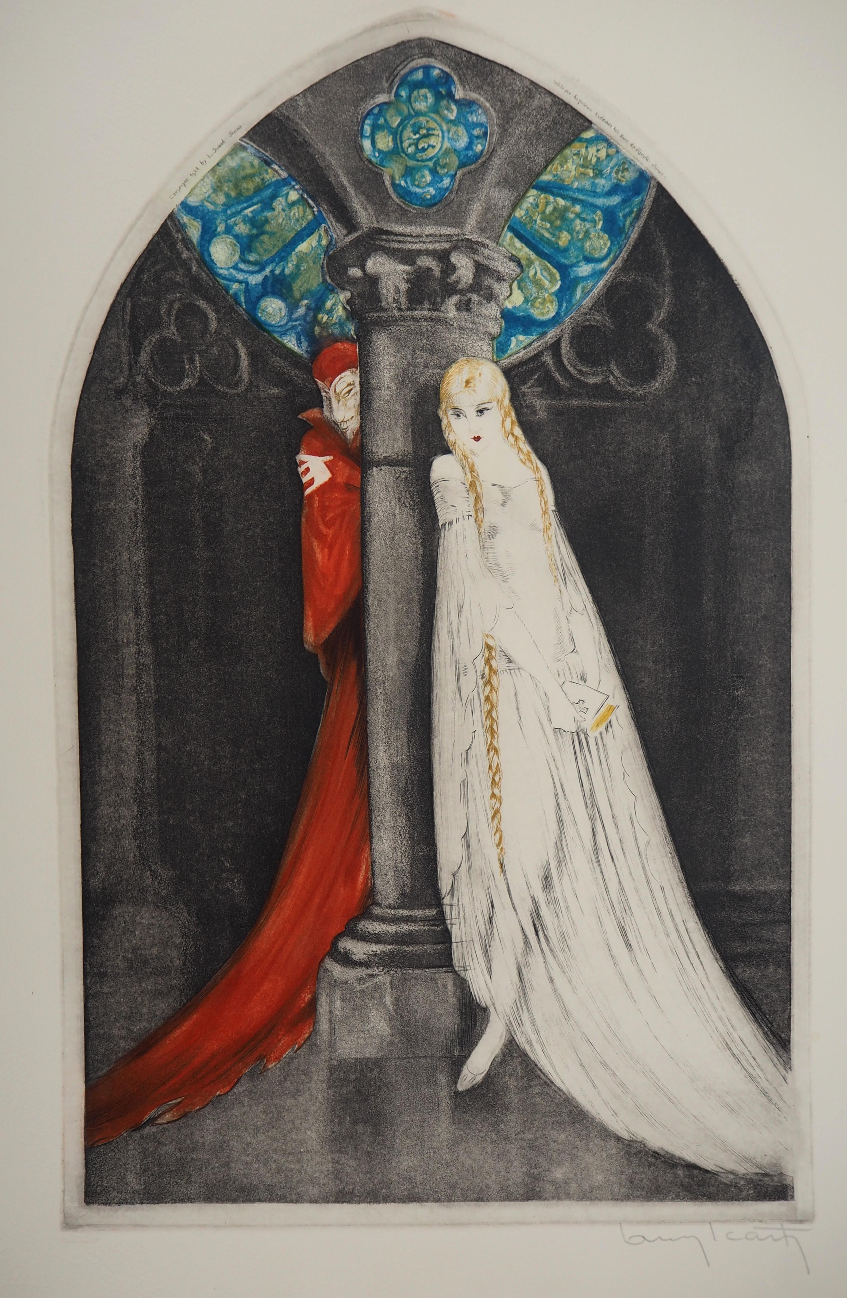 Faust: Margueritte und der Teufel – Original-Radierung, handsigniert (Art déco), Print, von Louis Icart