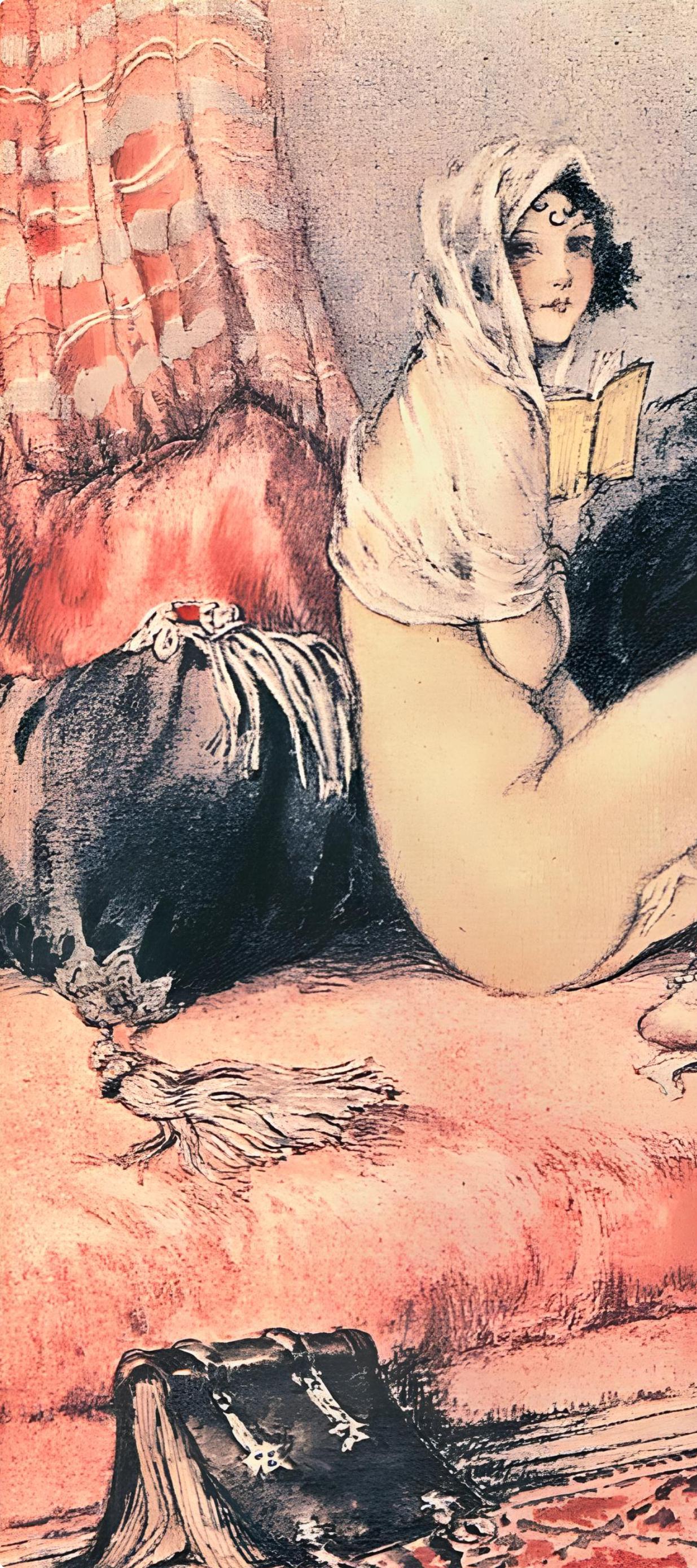 Icart, Composition, Le Sopha (after) - Beige Figurative Print by Louis Icart