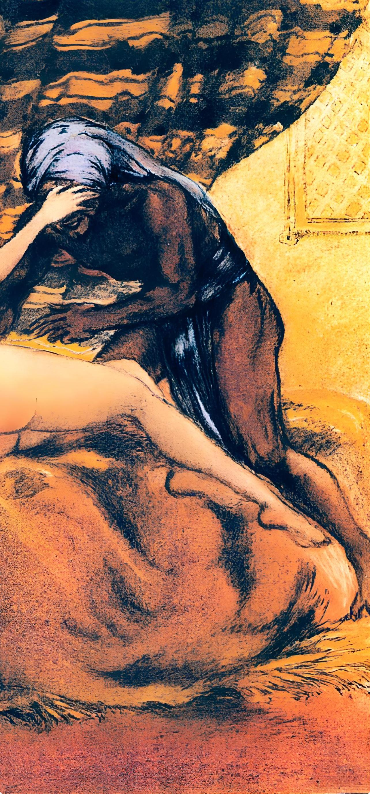Icart, Composition, Le Sopha (after) - Brown Landscape Print by Louis Icart