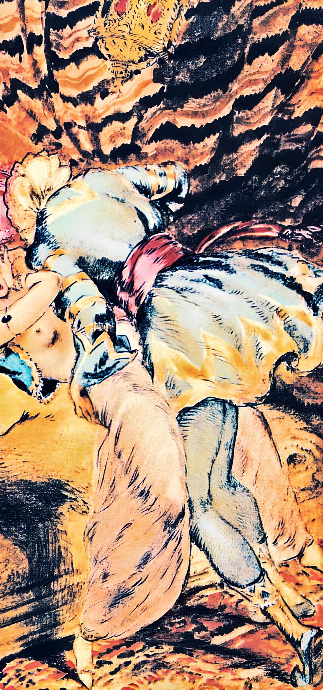 Icart, Composition, Le Sopha (after) - Orange Figurative Print by Louis Icart