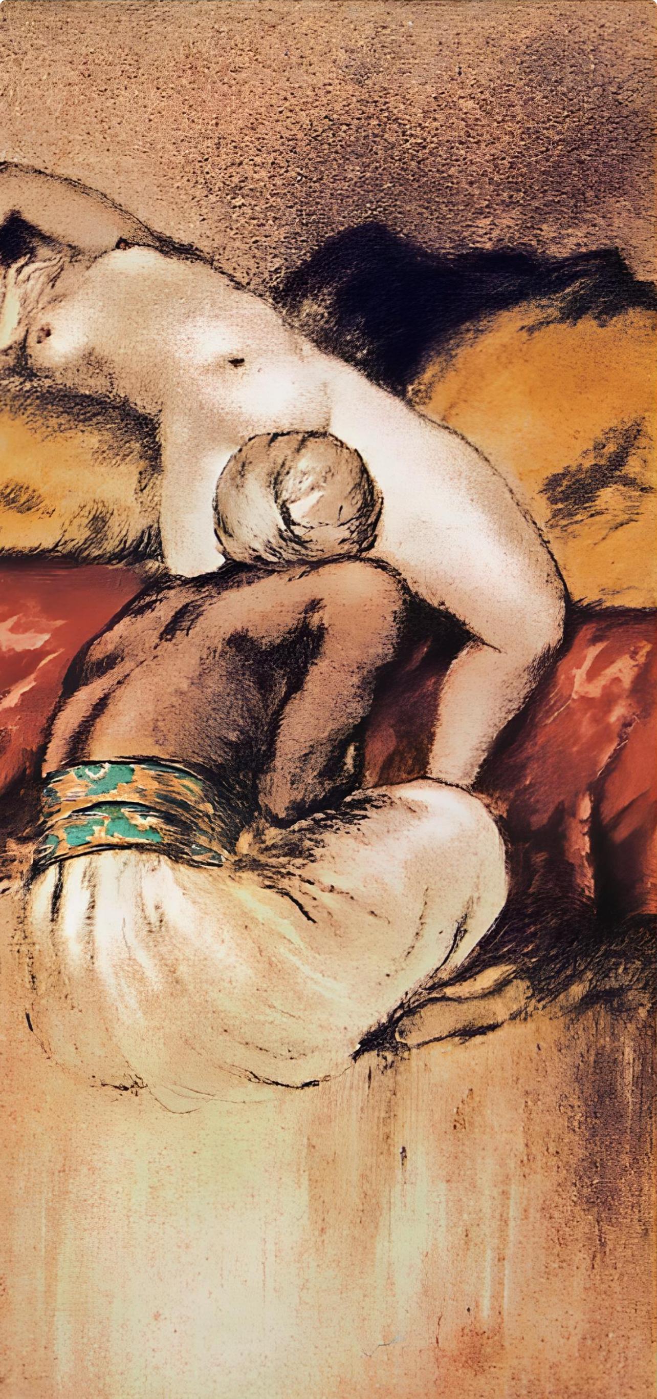 Icart, Composition, Le Sopha (after) - Brown Landscape Print by Louis Icart