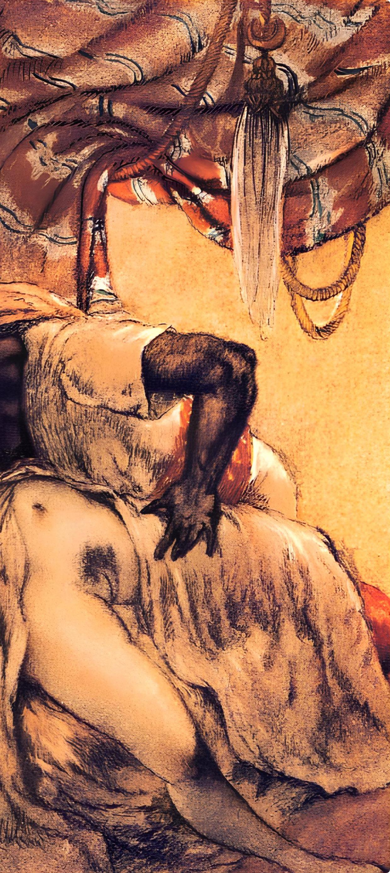 Icart, Composition, Le Sopha (after) - Brown Figurative Print by Louis Icart