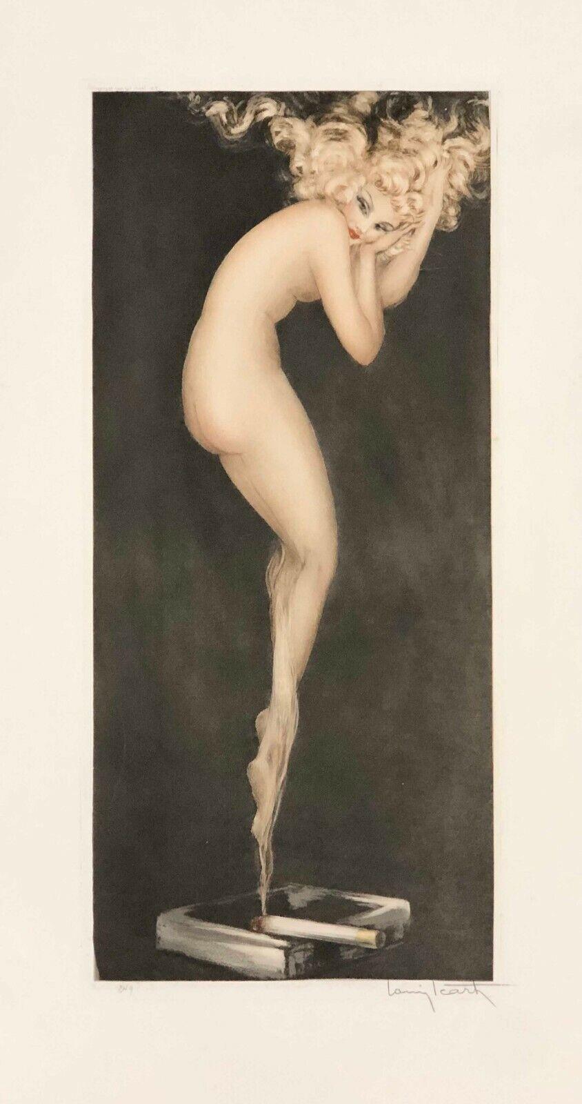 Illusion- Original etching with hand watercolor from 1940 - Print by Louis Icart