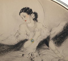 La Dame aux Camélias, Art Nouveau Aquatint Etching by Louis Icart