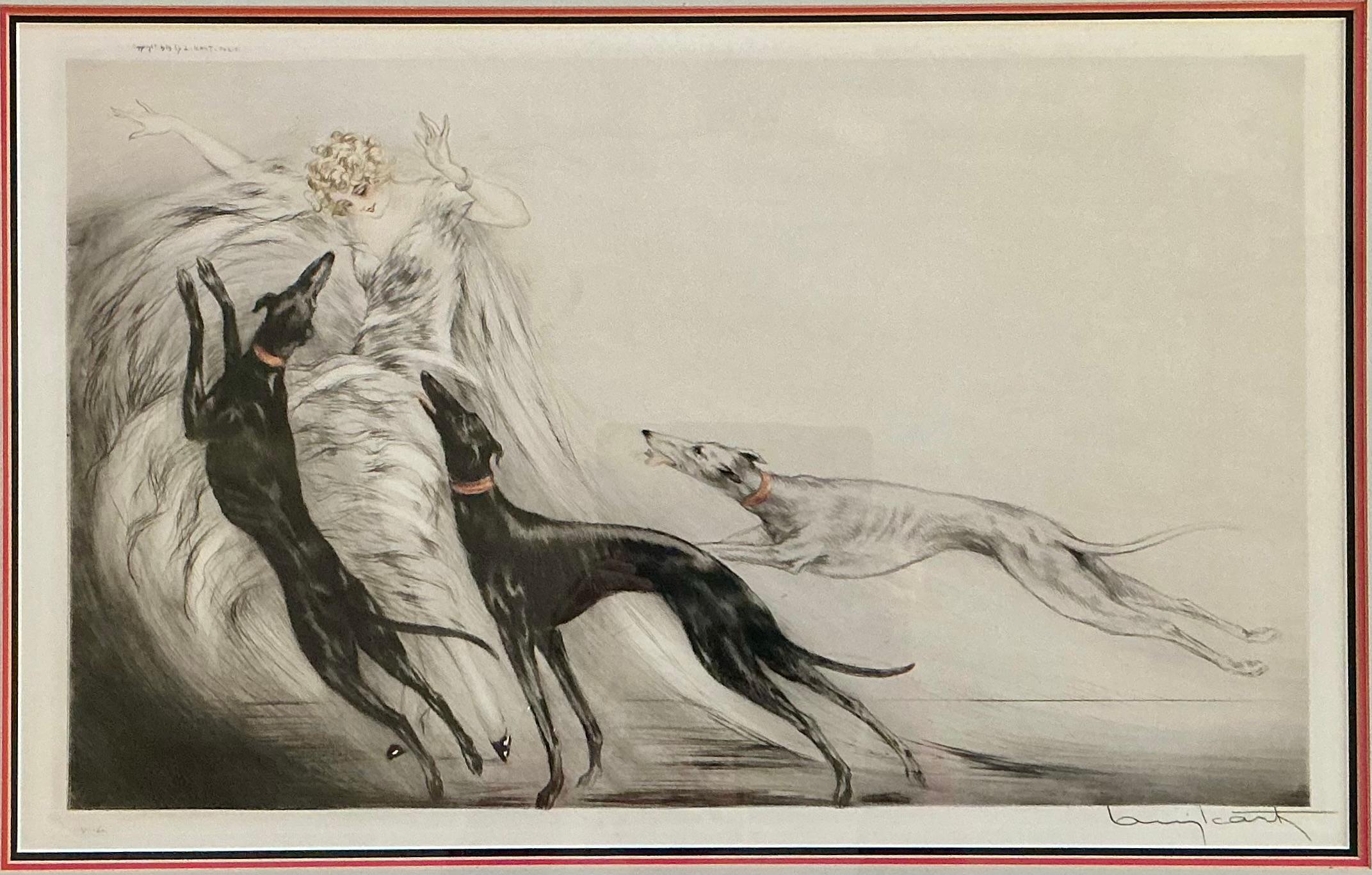 Louis Icart Art Deco-Radierung Coursing II, 1929 im Angebot 2