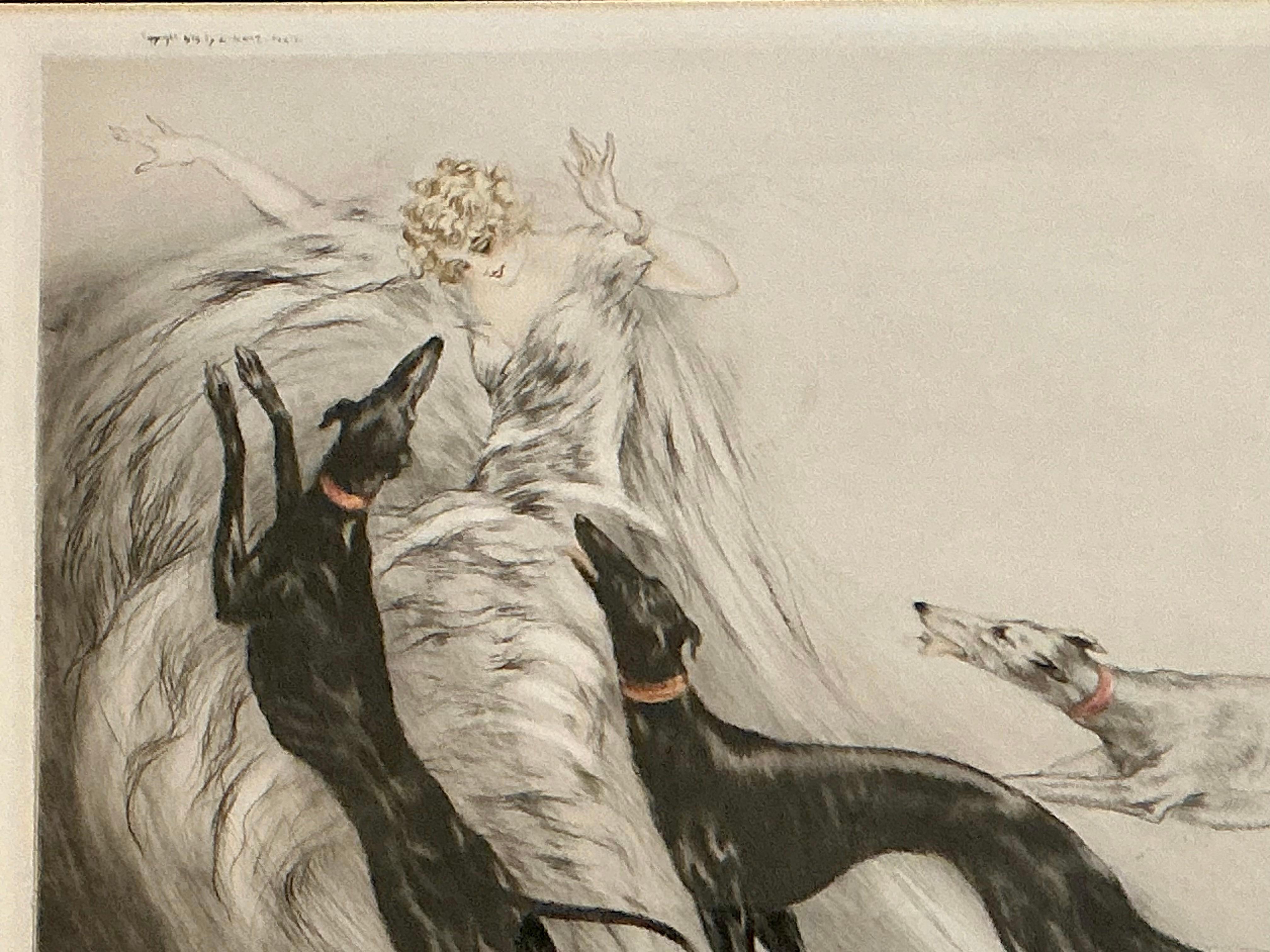 Louis Icart Art Deco-Radierung Coursing II, 1929 im Angebot 6