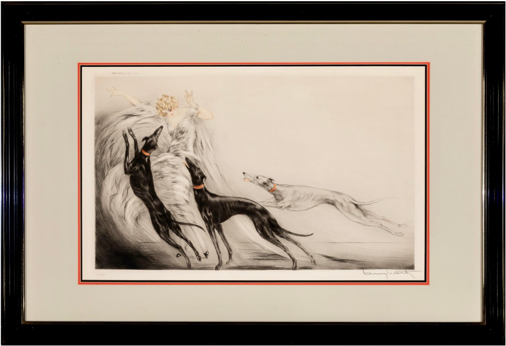 Louis Icart Art Deco-Radierung Coursing II, 1929 im Angebot 8