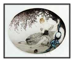 Louis Icart Original Color ETCHING Hand Signed Art Deco Authentic Fallen Nest