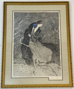 Original-Radierung „Winter Bouquet“ von Louis Icart mit Aquatinta, signiert