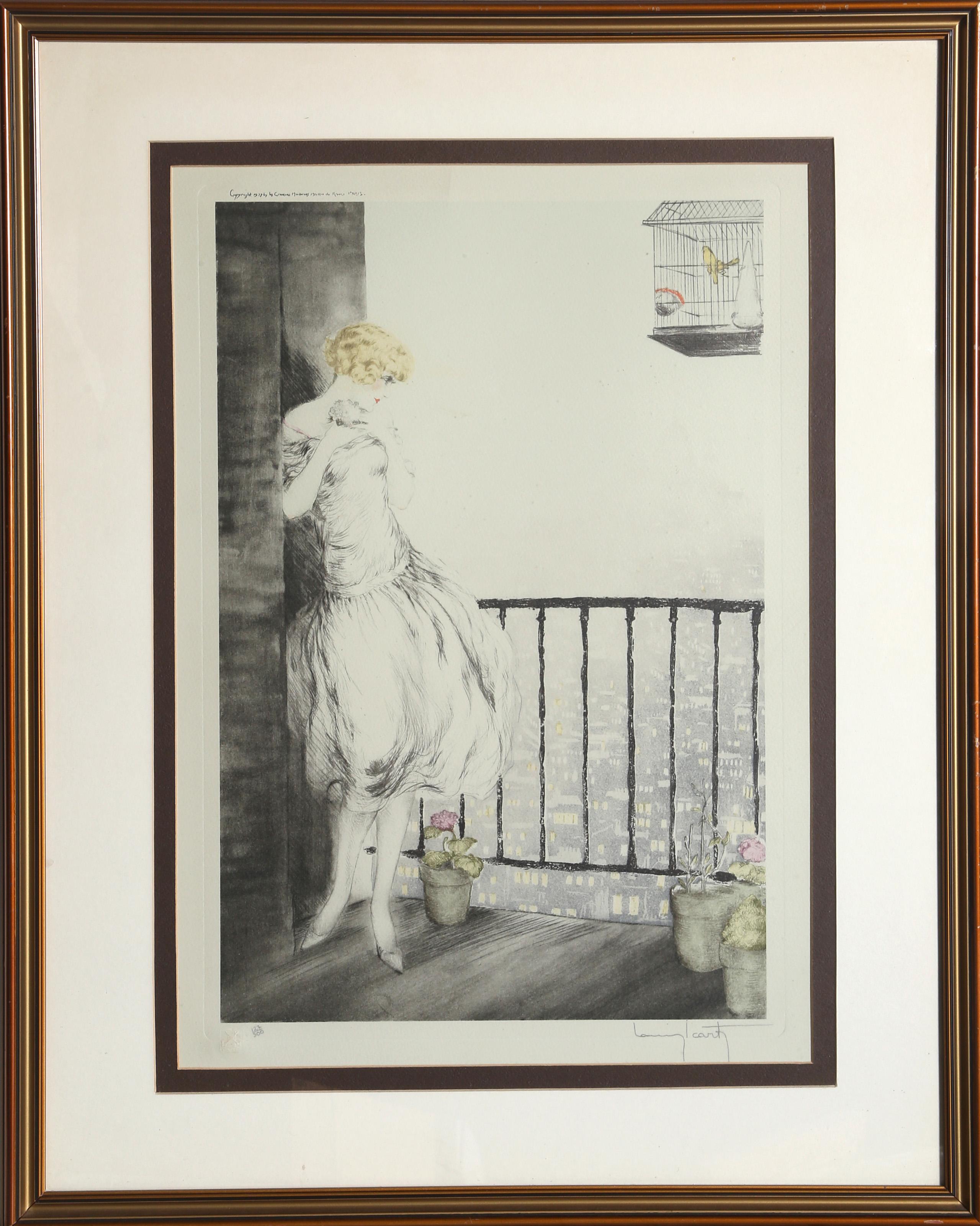 Louis Icart, After, French (1888 - 1950) - Louise, Year:  Of Original: 1927, Medium:  Lithograph, facsimilie signature, Edition:  122/300, Image Size:  20 x 14 inches, Frame Size:  29.5 x 23.5 inches, Reference:  Figure 317 in "Louis Icart: The