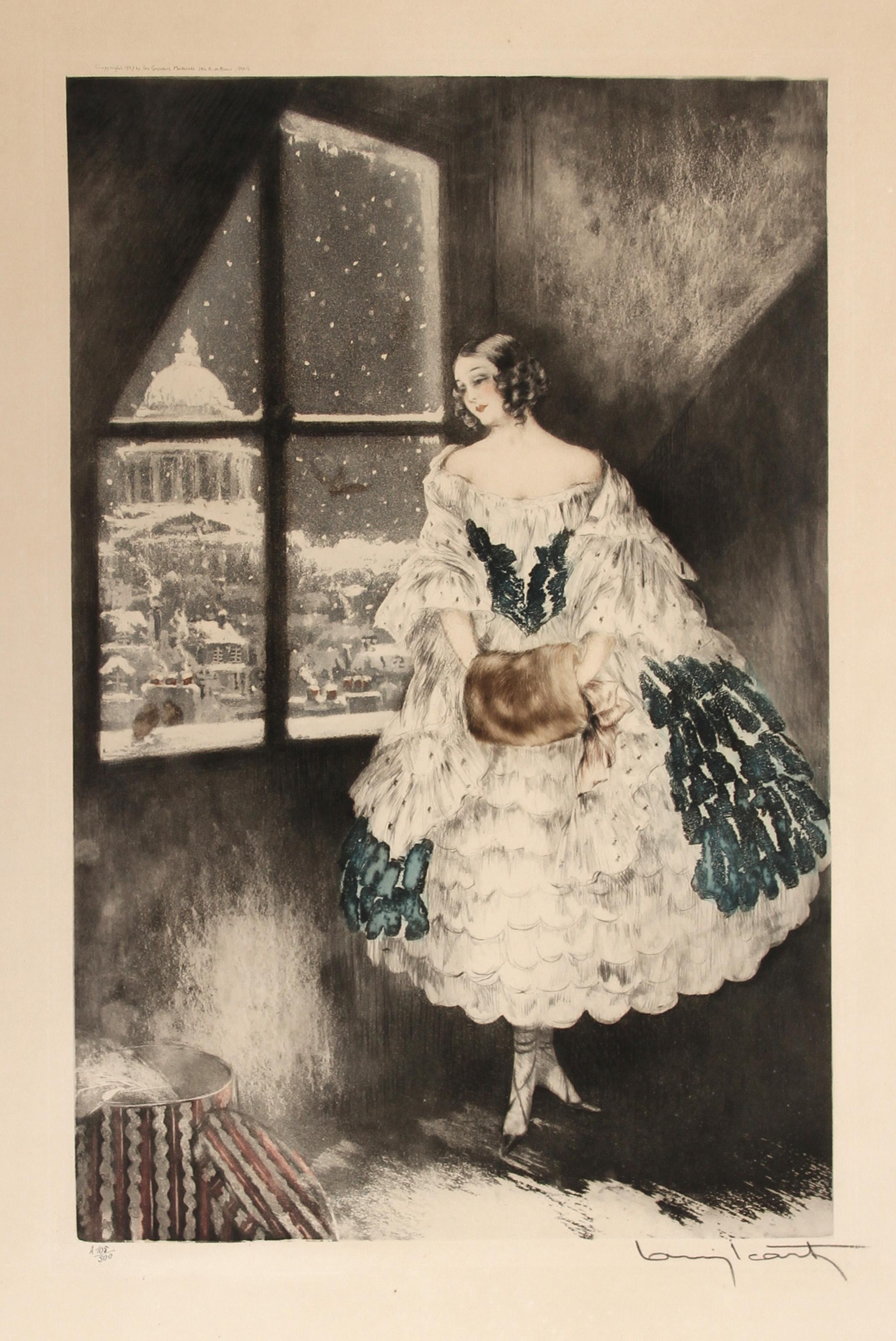 Mimi, aguafuerte en color Art Nouveau de Louis Icart en venta 1