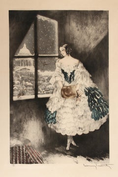 Mimi, Art Nouveau Color Etching by Louis Icart