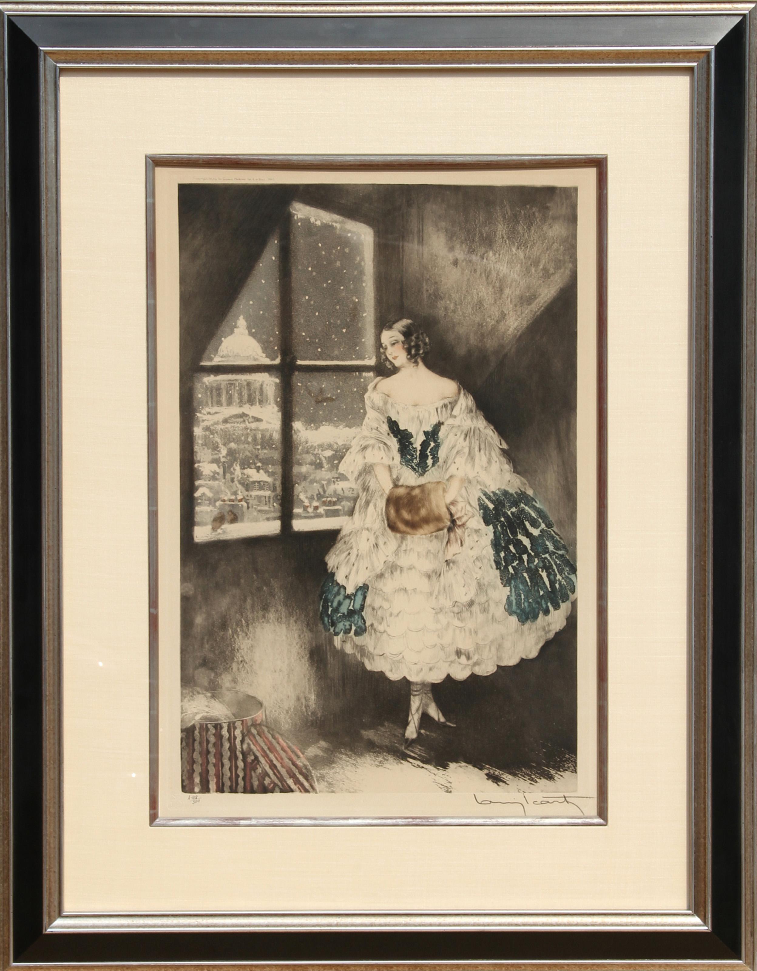 Mimi, Art Nouveau Color Etching by Louis Icart