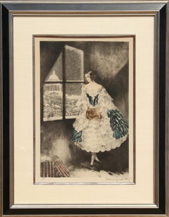 Mimi, aguafuerte en color Art Nouveau de Louis Icart